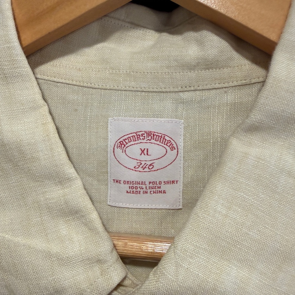 Brooks Brothers Off-White Linen Polo Shirt XL